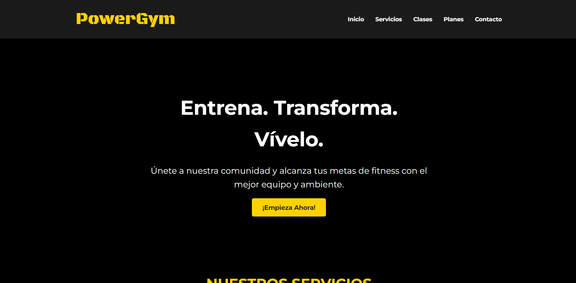 Landing Gimnasio